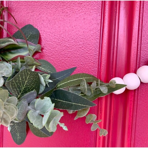 Succulent Hoop Wreath: Beaded Boho Decor, Farmhouse Style - Picture 8 of 10